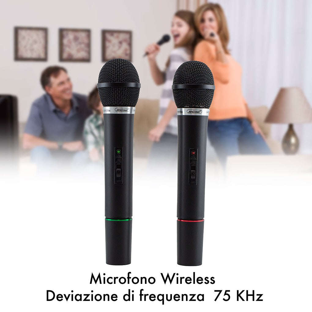 Microfoni Wireless per Karaoke Ricevitore 2 Canali Canto e Presentazioni...