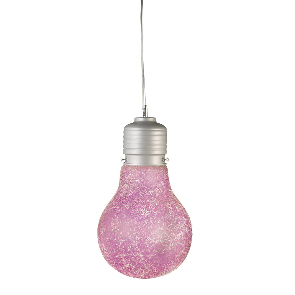 Image of Sospensione 1xE27 Montatura Argento Vetro Filante Rosa E-Energy Elettra