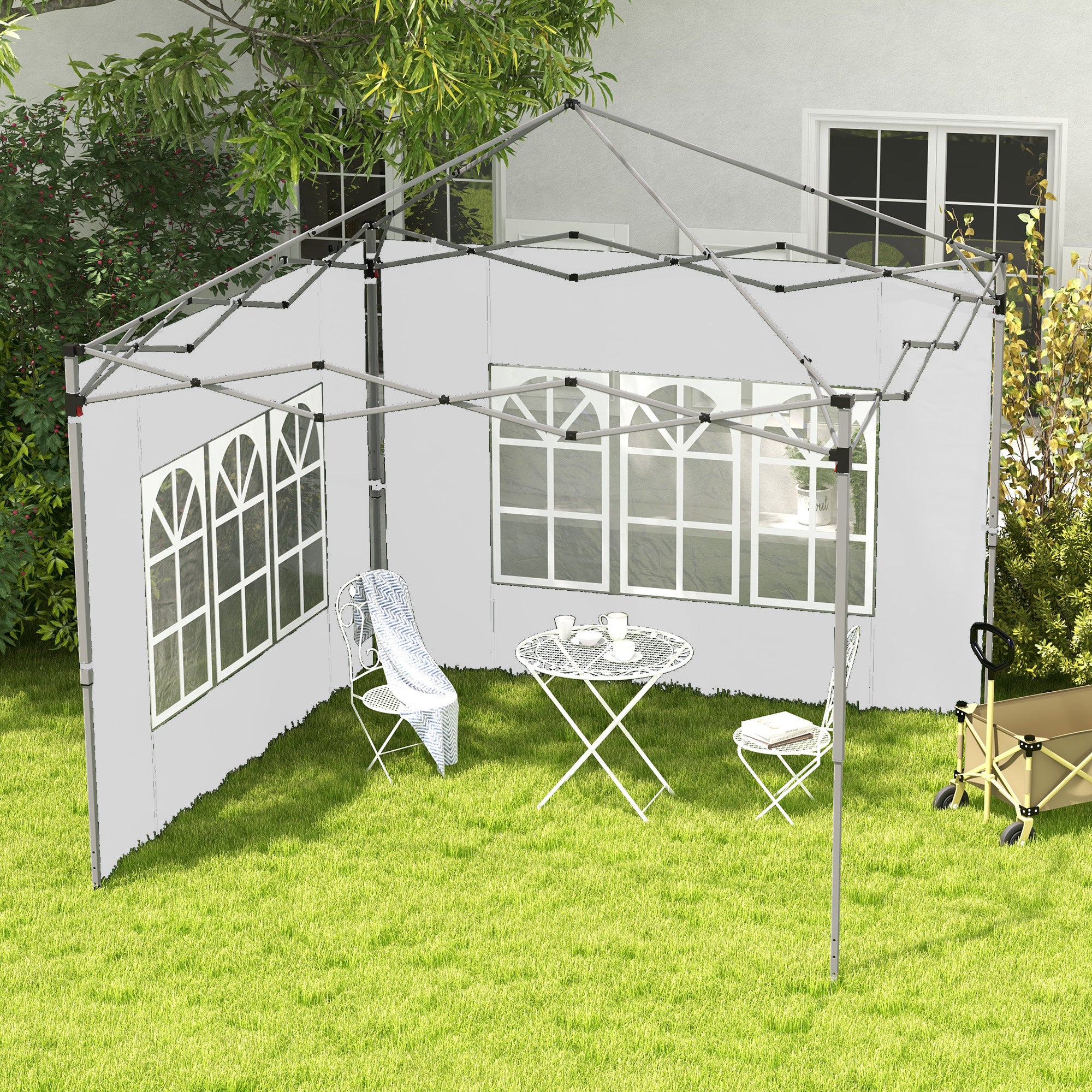 Pareti per Gazebo 3x3m o 3x4m 295x195 cm in Plastica e Tessuto Oxford Bianco...