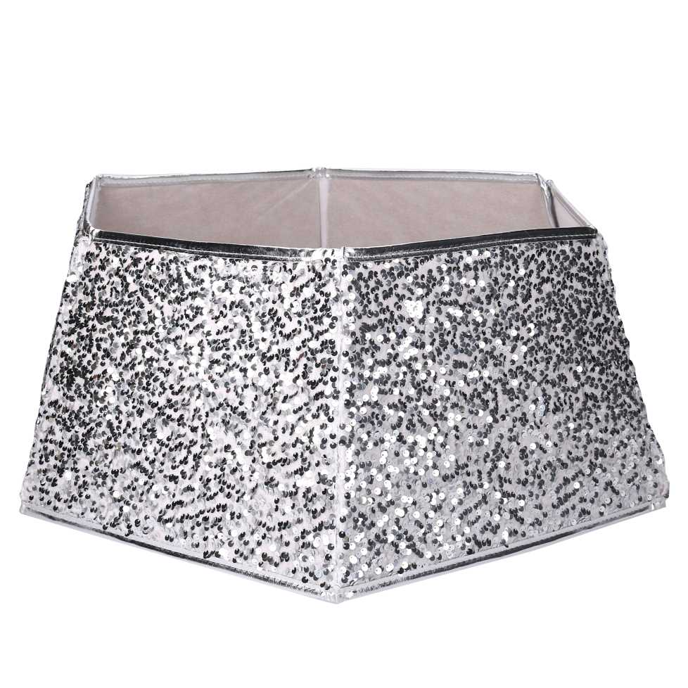 Copri base albero tessuto pieghevole argento double face esagonale cm Ø68xh25...