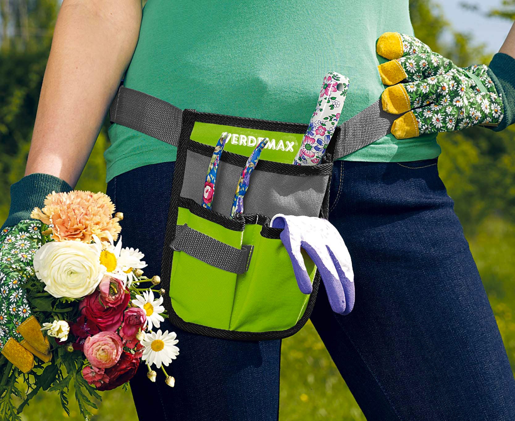 Cintura Porta Attrezzi da Giardinaggio 3 Tasche Rama...