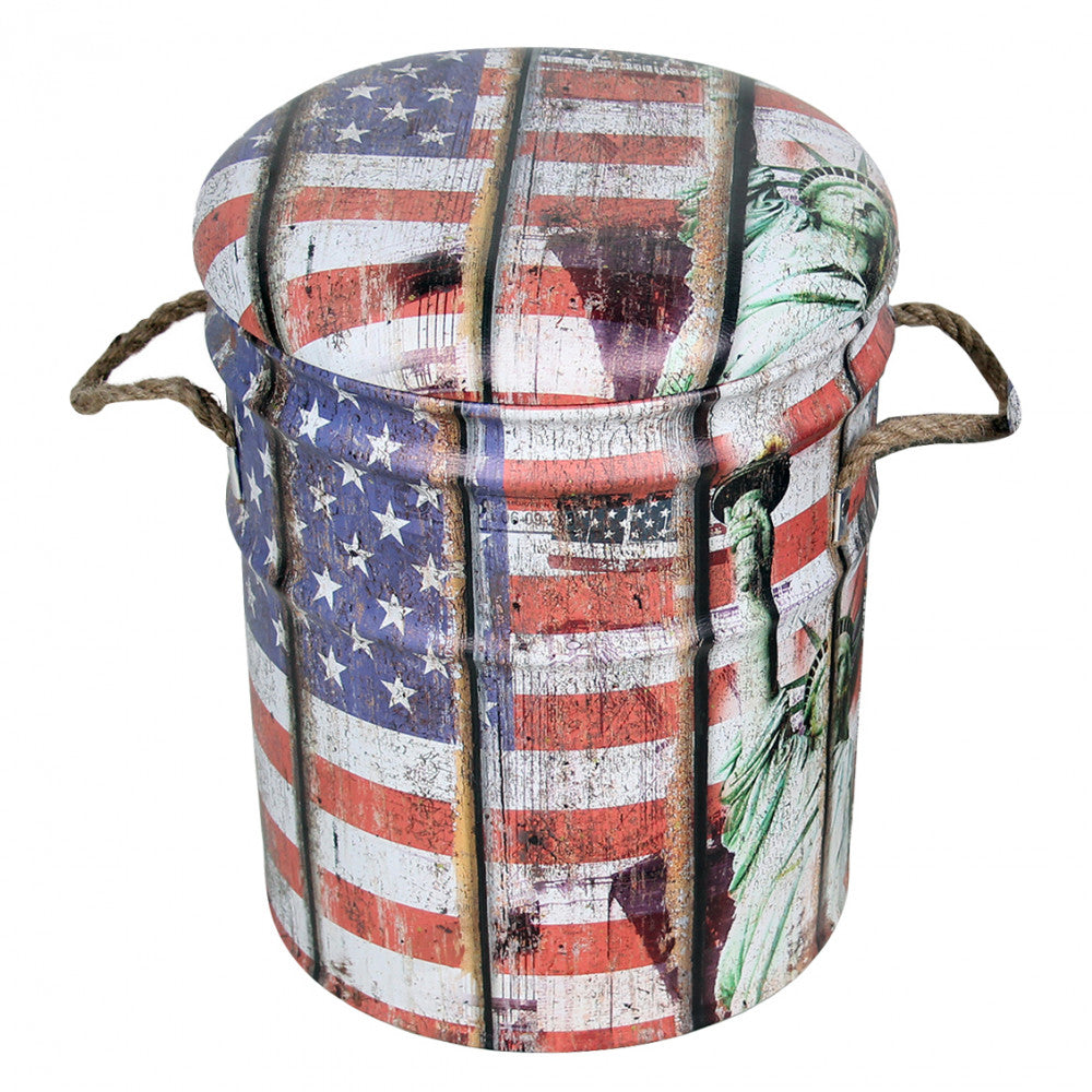 Set 2 Pouf Contenitore Tondo in MDF Usa...