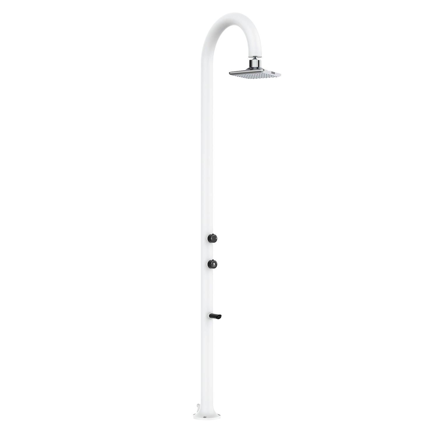 Doccia da Giardino in Alluminio Soffione LED Quadrato con Termometro LCD Sined Luna Alu Bianco