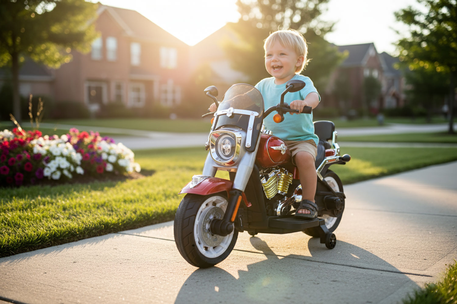 Moto Elettrica per Bambini Cruiser Acceleratore a Manubrio 12V 7Ah Rosso Metallizzato...