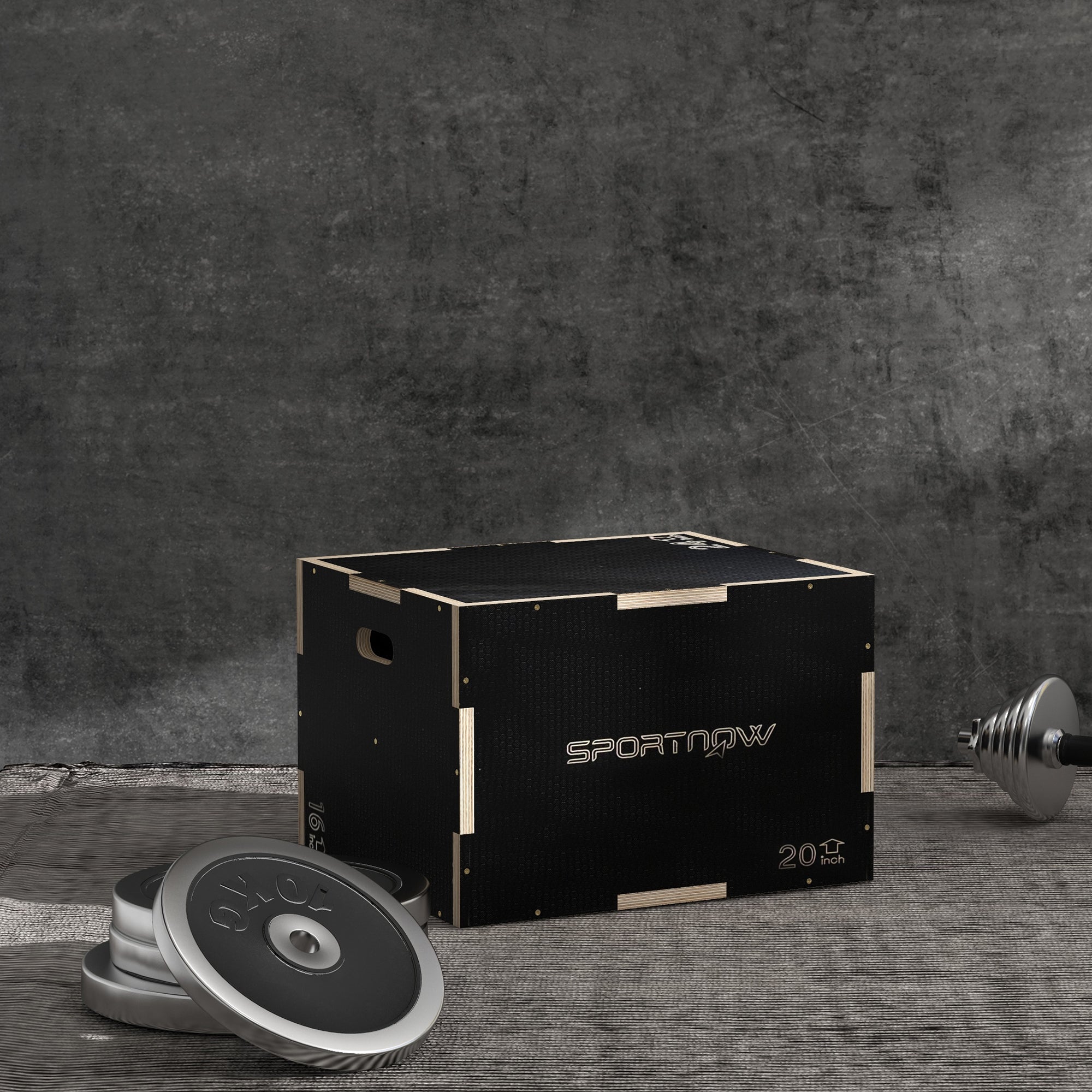 Box Jump Pliometrico a 3 Altezze 61-51-41 cm in Legno Antiscivolo Nero...