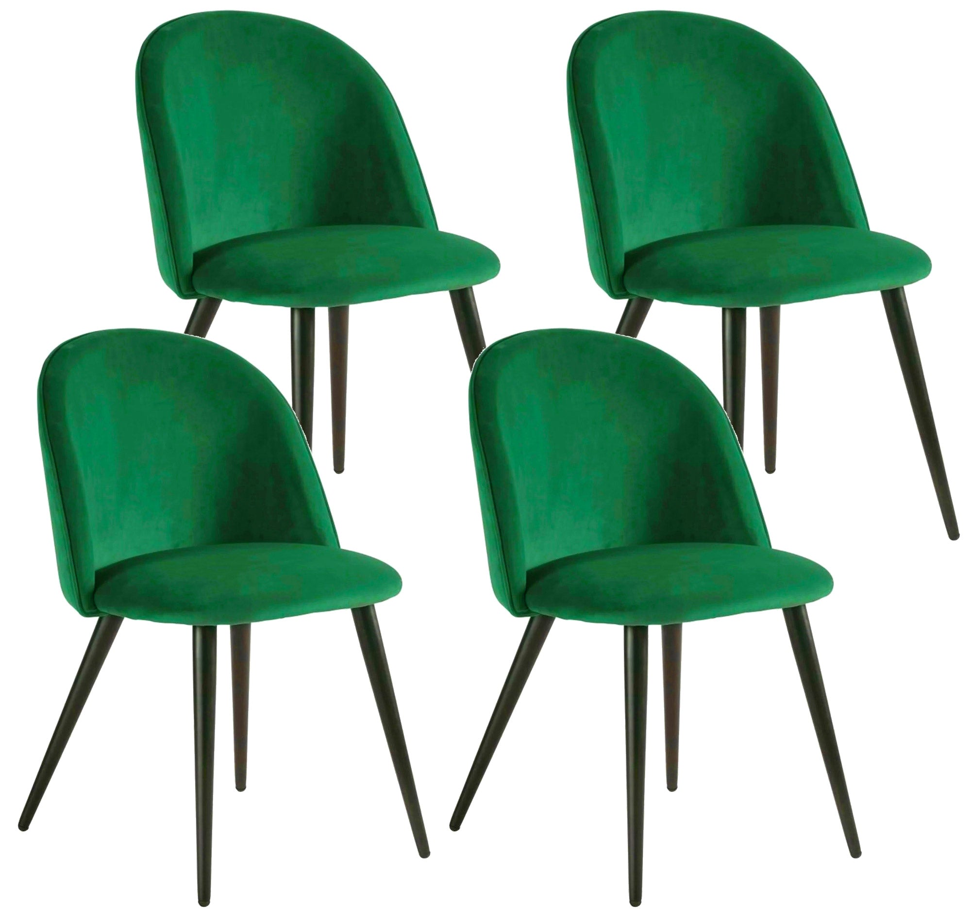Image of Set 4 Sedie Imbottite 49x52x79 cm in Velluto Verde e Nero