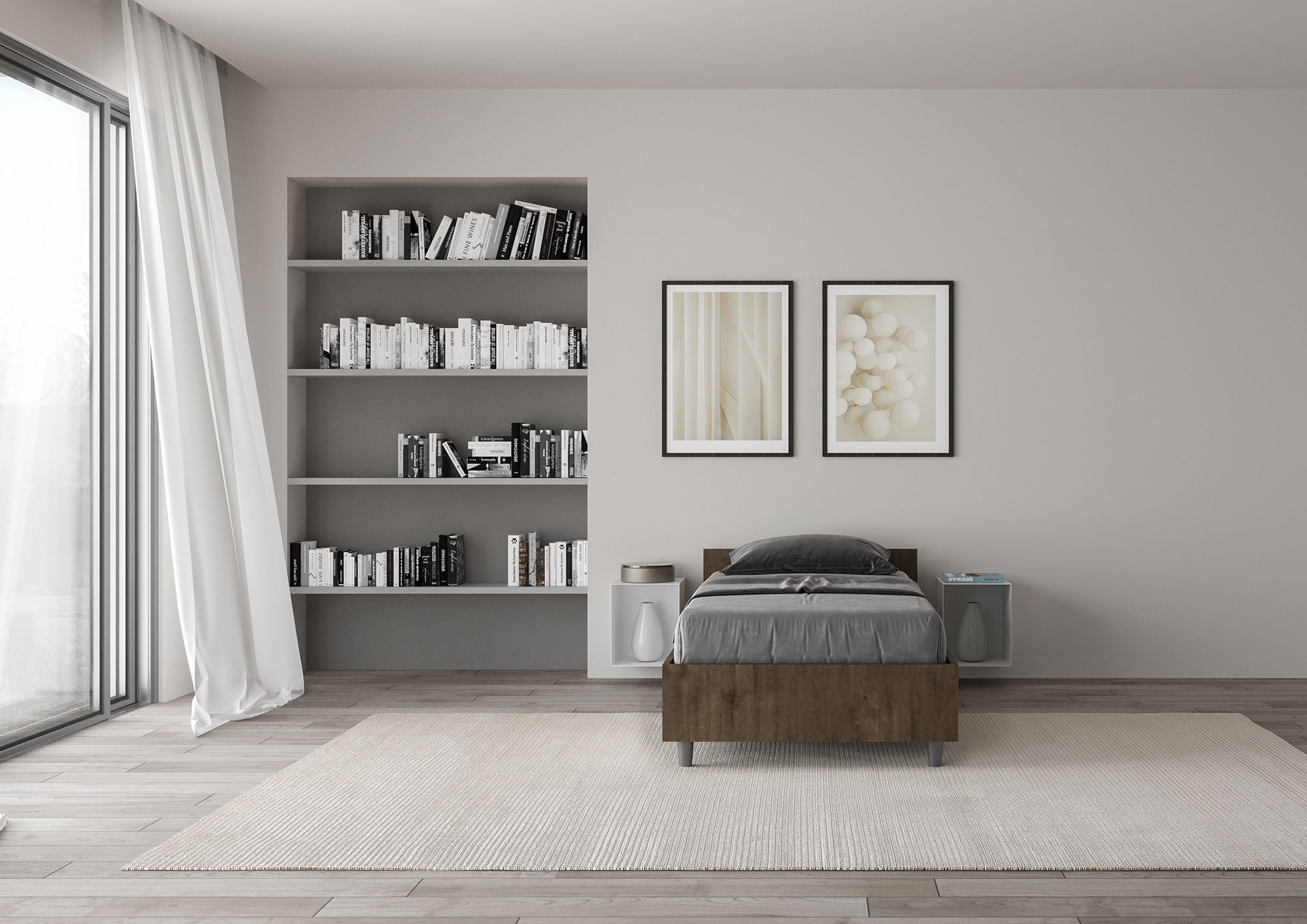 Letto Singolo 80x200 cm Senza Rete Nuamo Noce...