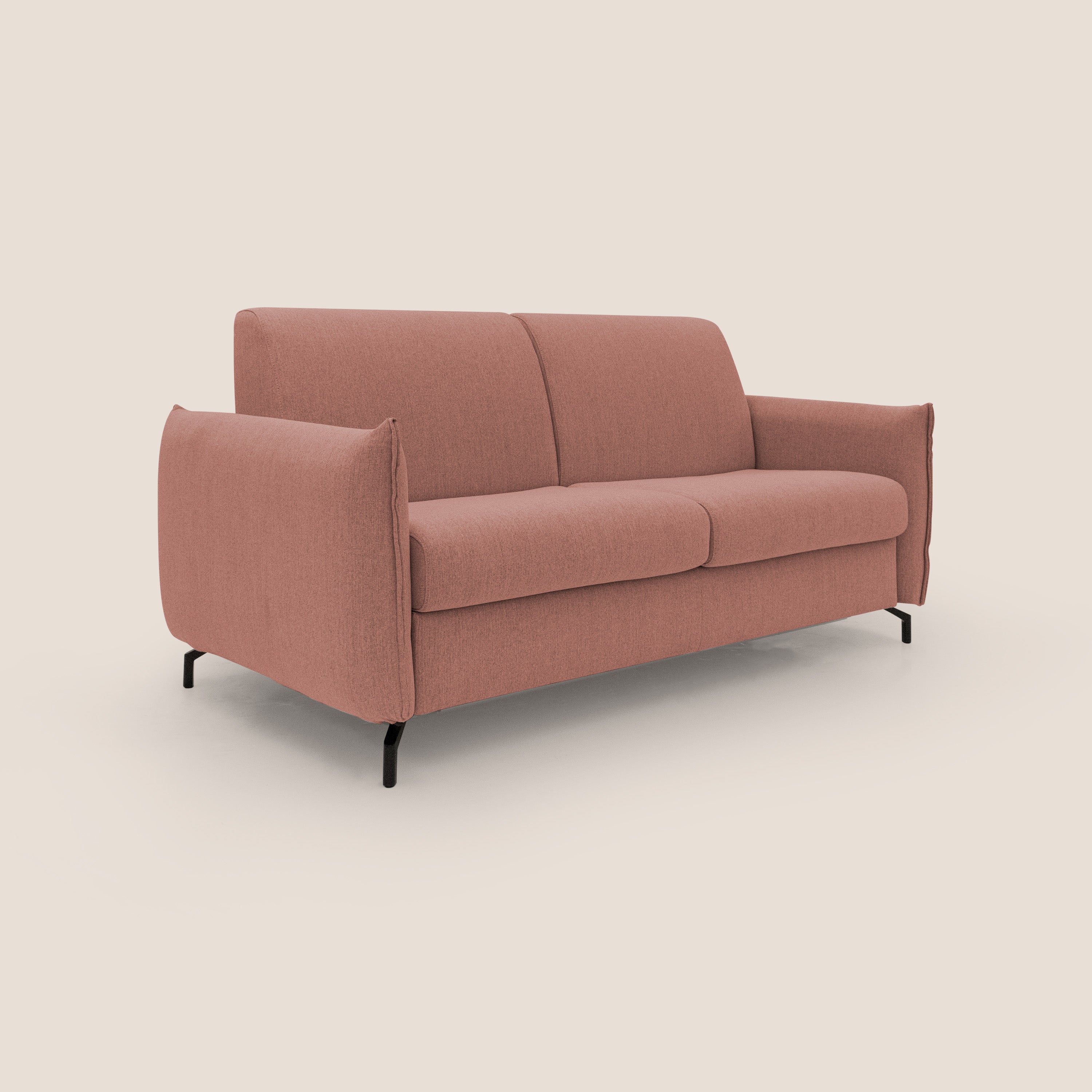 Divano Letto 3 Posti 215x95x96 cm in Tessuto Salmone