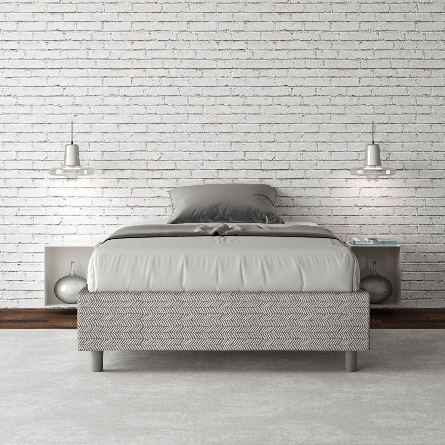 Letto 1 Piazza e Mezzo Sommier 120x200 cm Senza Rete Azelia Aragona 1 Bianco...