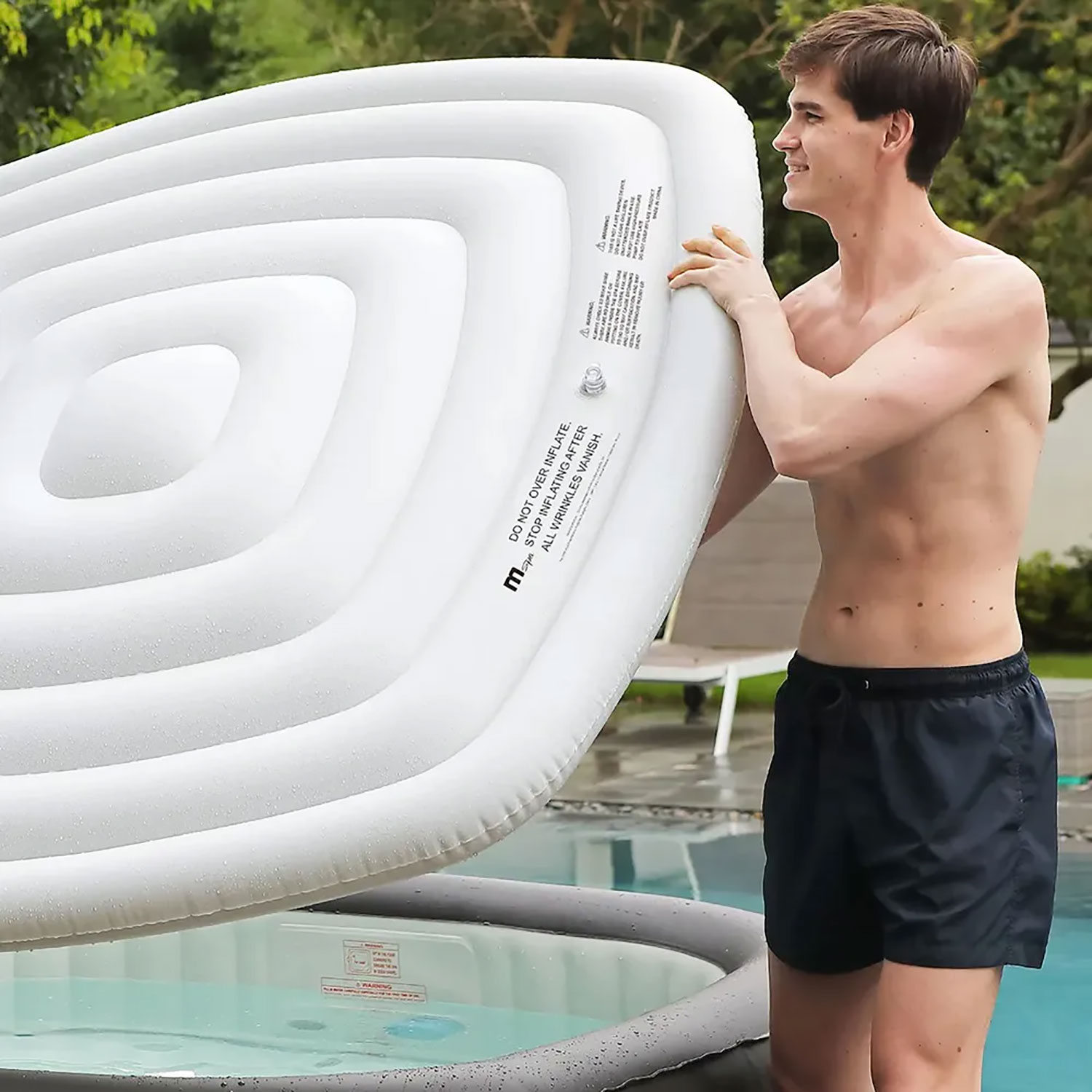 Copertura Galleggiante Termica Quadrata 145x145x10 cm per SPA o Vasche Idromassaggio Bianca...