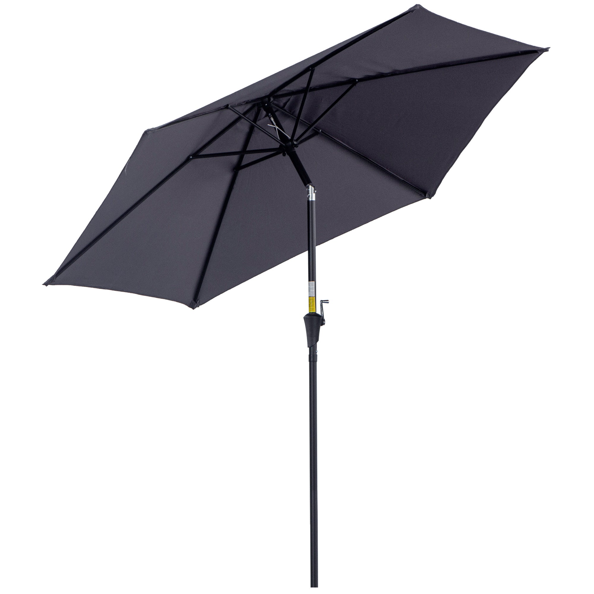 Ombrellone da Giardino Ø2,7x2,35 m Palo Ø38 mm in Alluminio e Tessuto in Poliestere Grigio