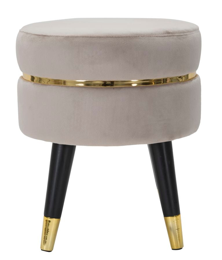 Sgabello Paris Ø35x40,5 cm in Legno Spugna Metallo e Poliestere Grigio Nero e Oro...