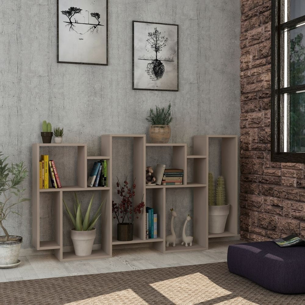 Libreria orizzontale bifacciale 96x25,5x168,5 cm tortora...