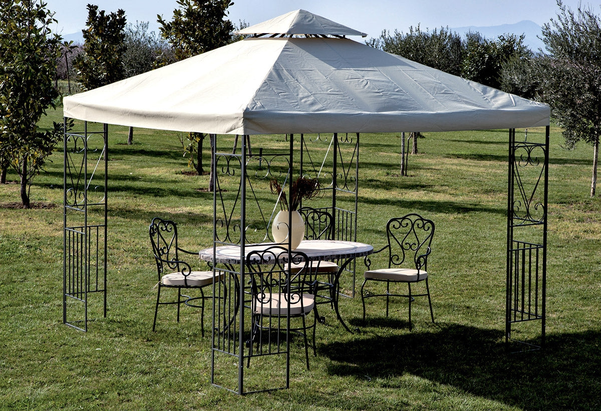 Gazebo da Giardino in Acciaio 3x3m Bauer Ecrù...