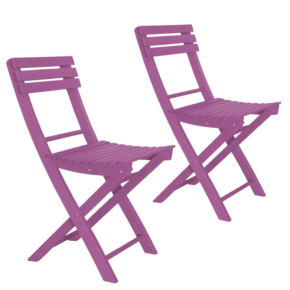 Image of Set 2 Sedie Pieghevoli in Legno Basic Fucsia