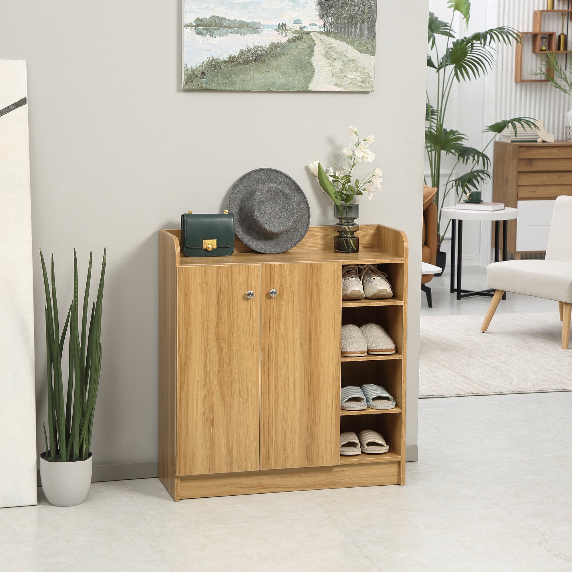 Armadio Scarpiera 12 Paia 4 Ripiani 83x30x90 cm in Legno Marrone Chiaro...