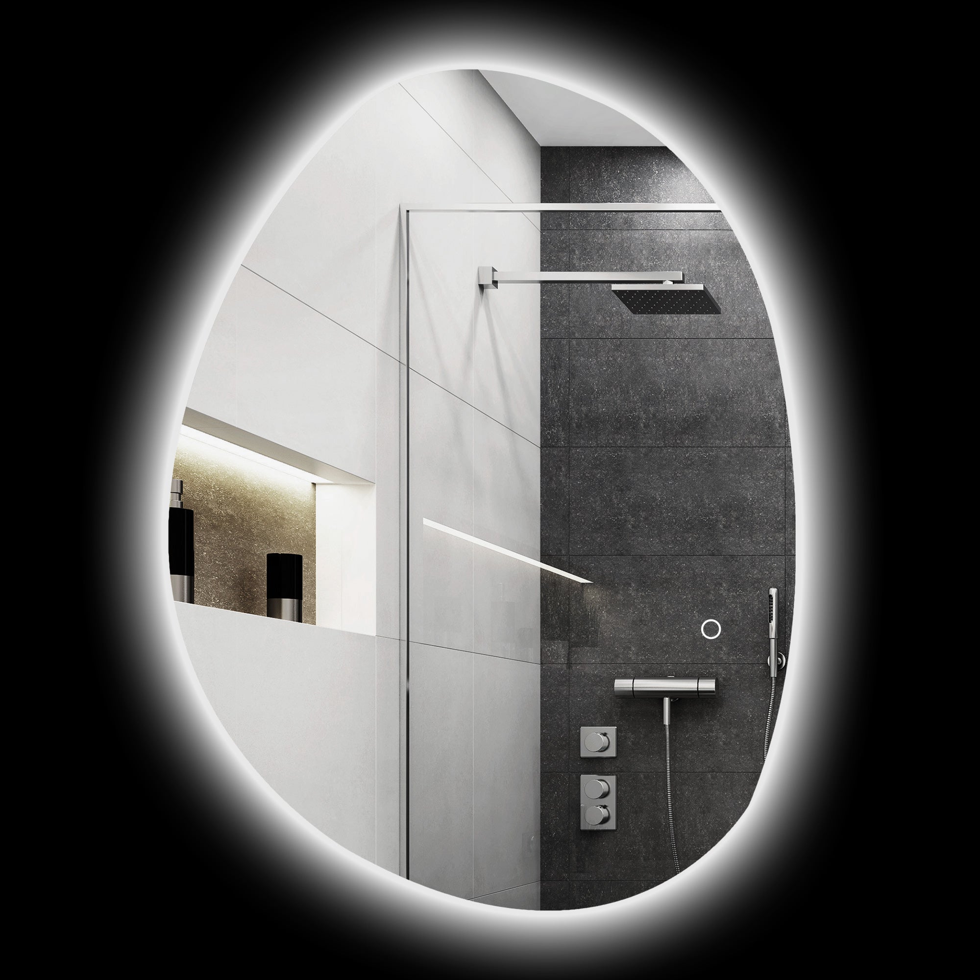 Specchio da Bagno 80x5x60 cm Illuminato a LED 3 Tonalità in Vetro Temperato Argento  
