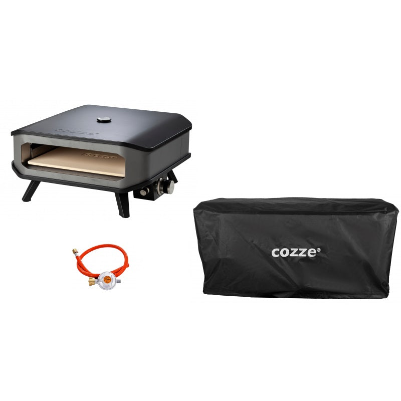 Forno per Pizza a Gas 17' Fino a 450° 42,5x42,5 cm con Pietra Refrattaria e Copertura...