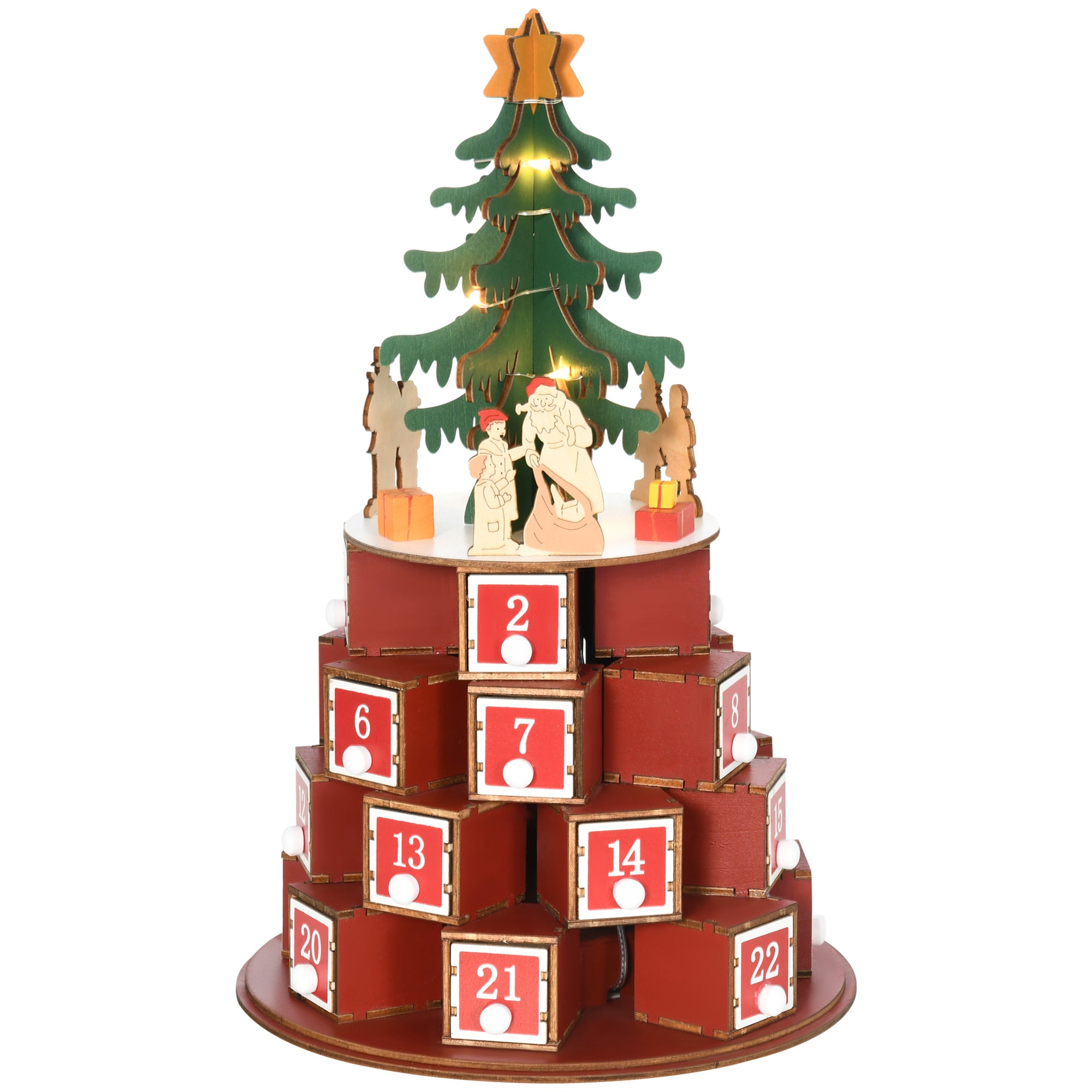 Calendario Dell'Avvento Di Natale A Forma Di Libro In Legno - 24 Cassetti Per Dolcetti, Decorazione Casa