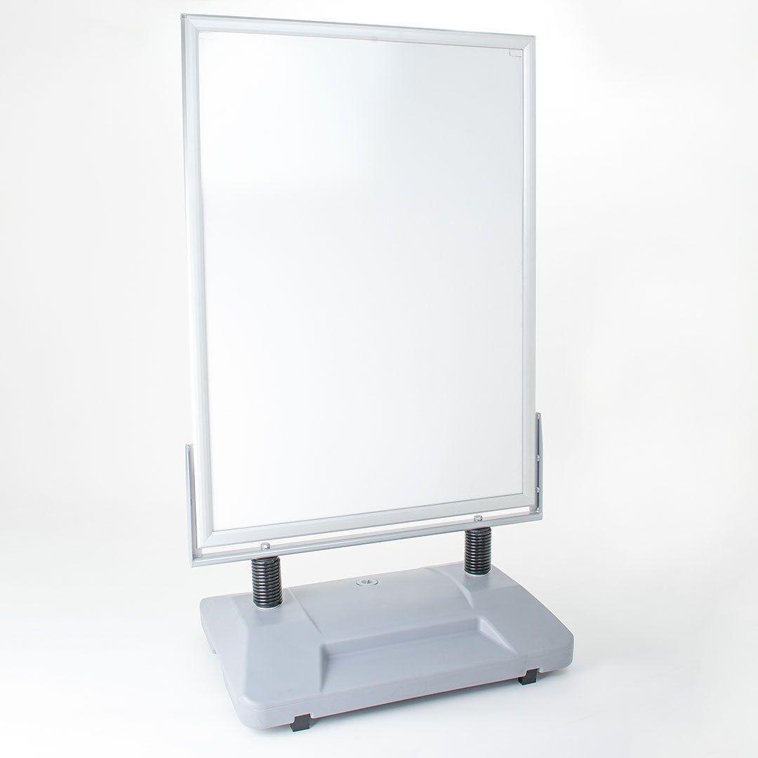 Espositore Pubblicitario Bifacciale con Ruote 100x140 cm in Alluminio da Esterno Antivento Silver...