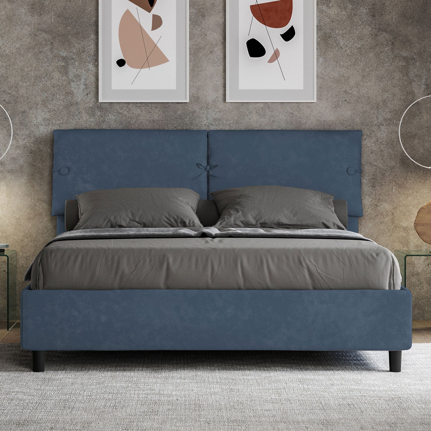 Letto Matrimoniale 160x210 cm con Rete Sleeper Blu...