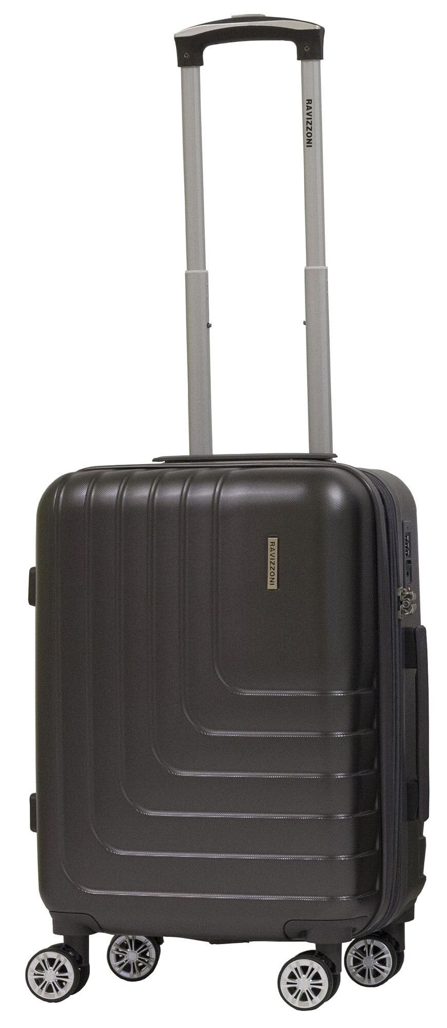 Trolley Valigia Bagaglio a Mano Rigida in ABS 4 Ruote TSA Ravizzoni Titanio Grigio