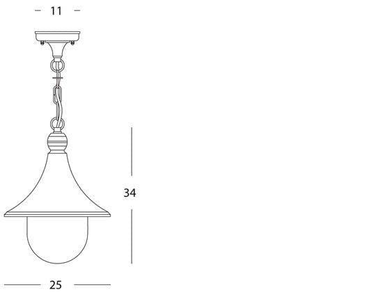 Lampada Sospesa Colore Nero per Esterno Linea Lampara Sovil...