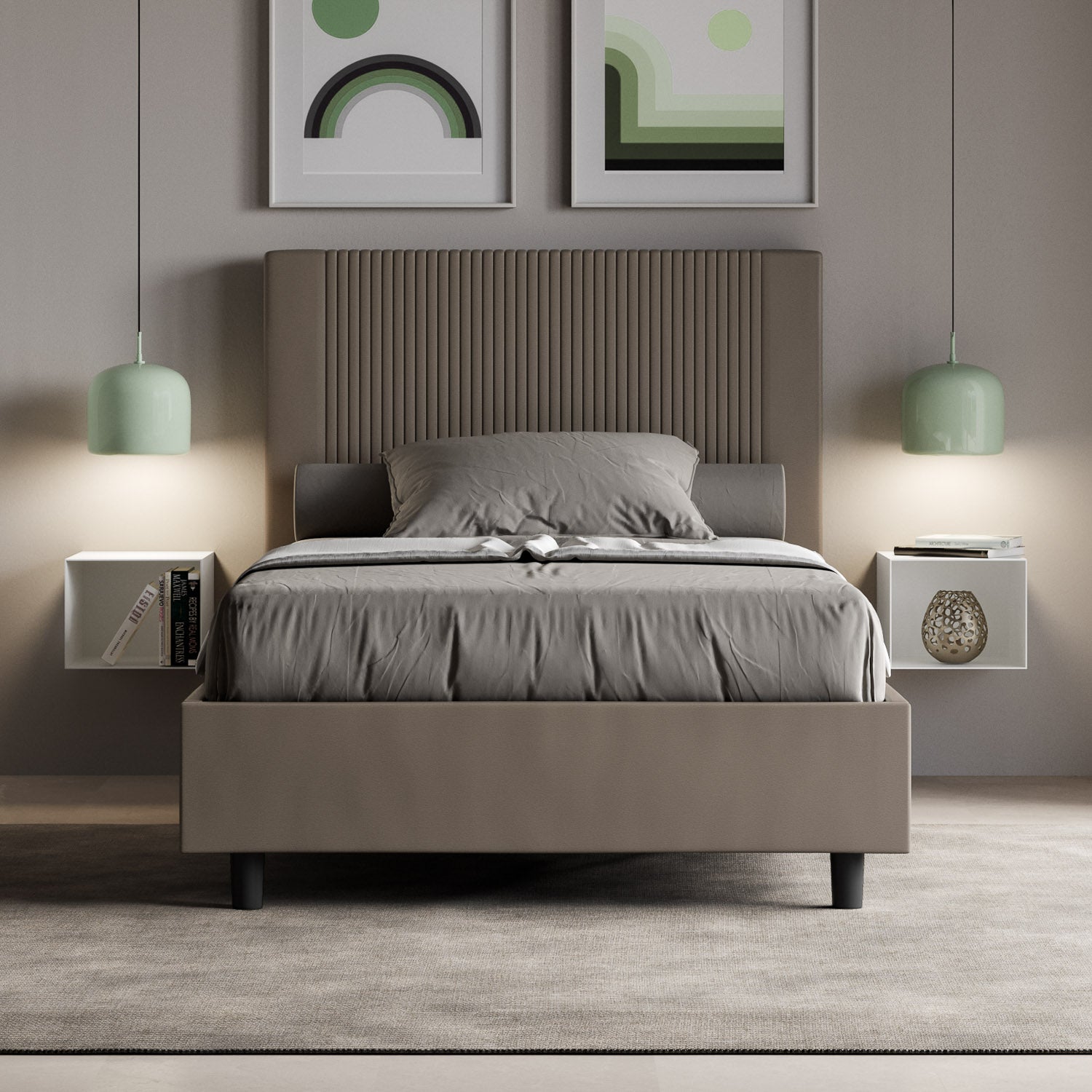 Letto Matrimoniale Extra Large 200x200 cm con Rete Goya Cappuccino...