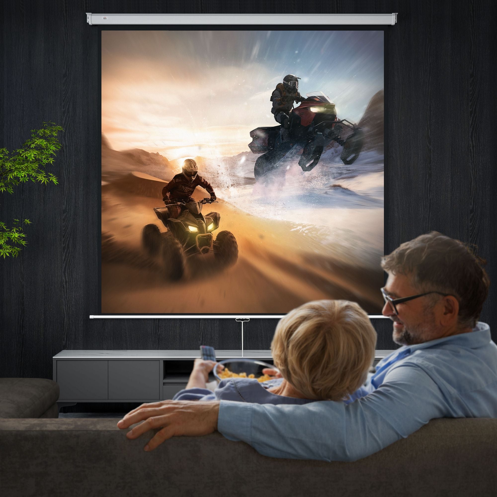 Telo Proiettore 120" Formato 1:1 a Parete o Soffitto 223x8x223 cm Bianco...