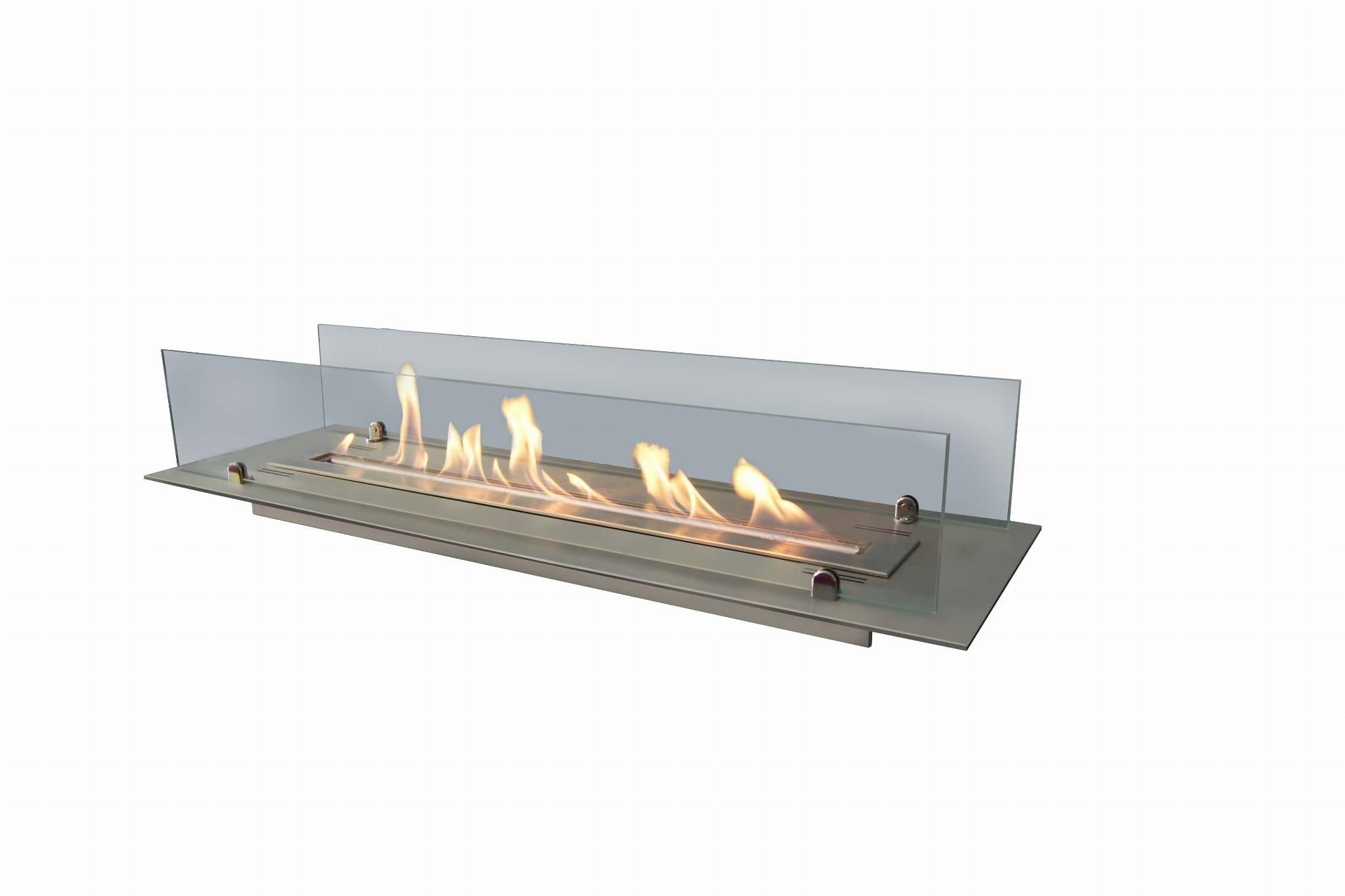 Camino a Bioetanolo da Incasso 100x32 cm Insert 1000 in Acciaio Inox