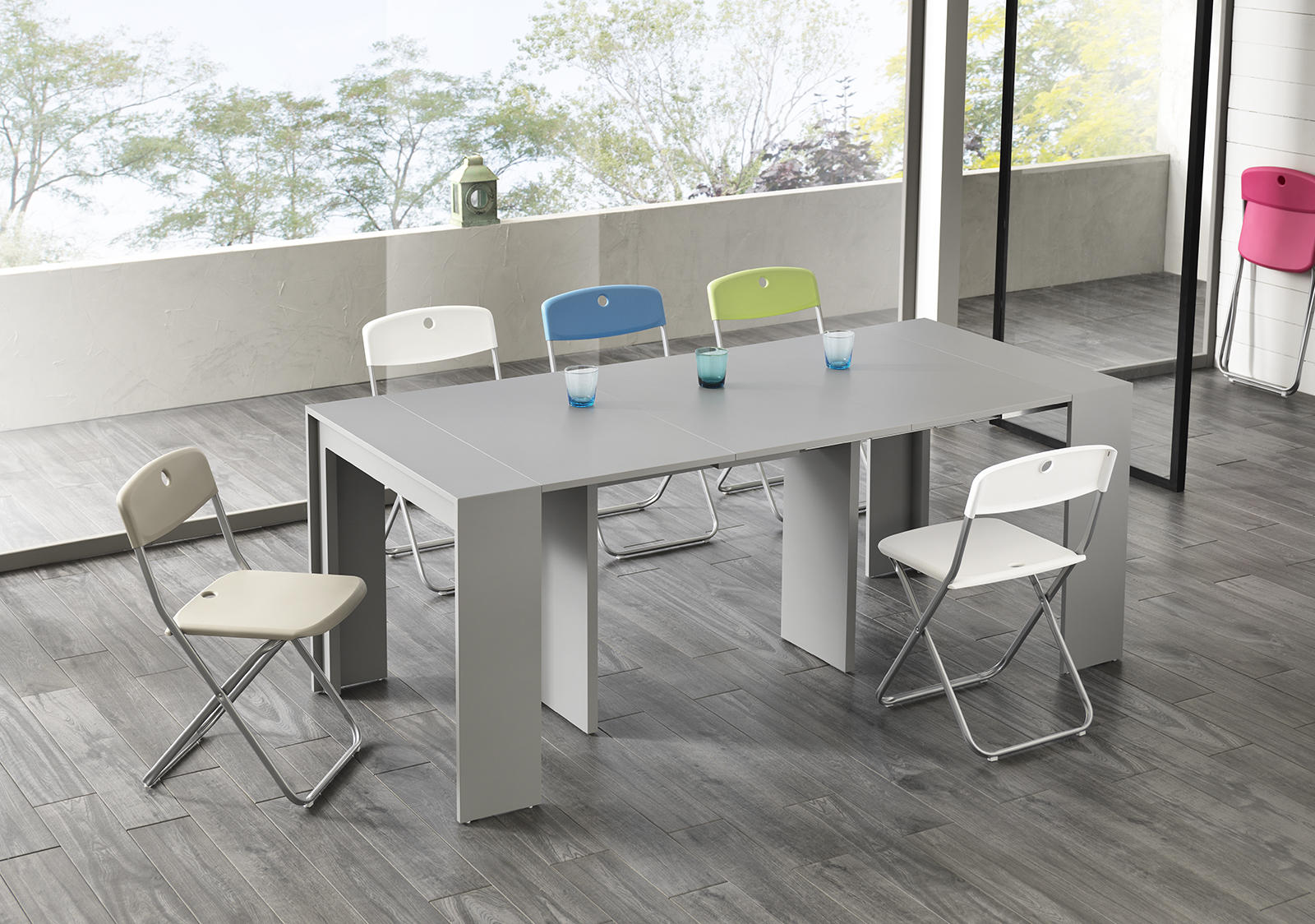 Consolle Allungabile 90x42,5/302,5xH76 cm in MDF Pinocchio Grigio...