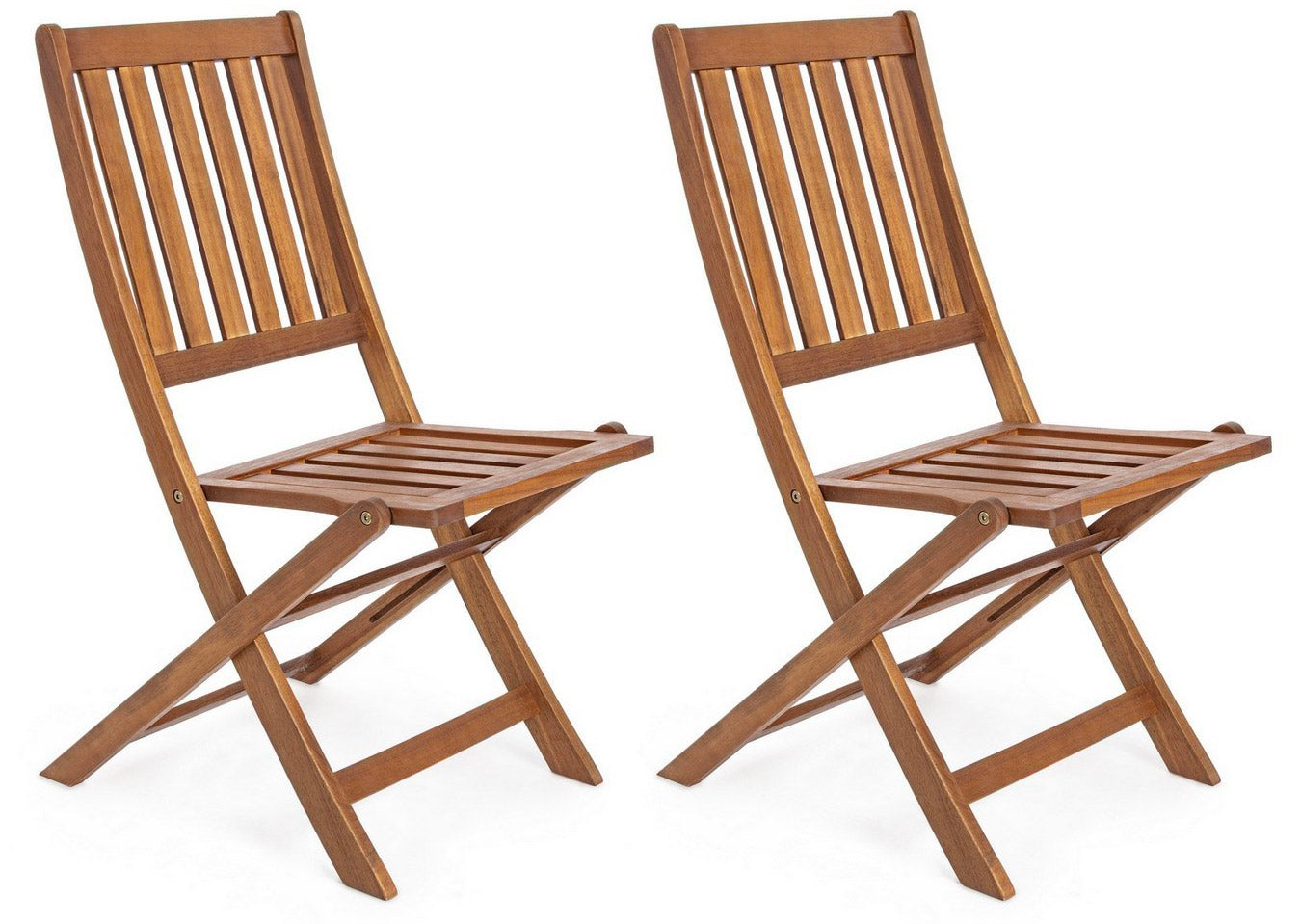 Image of Set 2 Sedie Pieghevoli da Giardino 47,5x60x92 cm in Legno Mali Natural