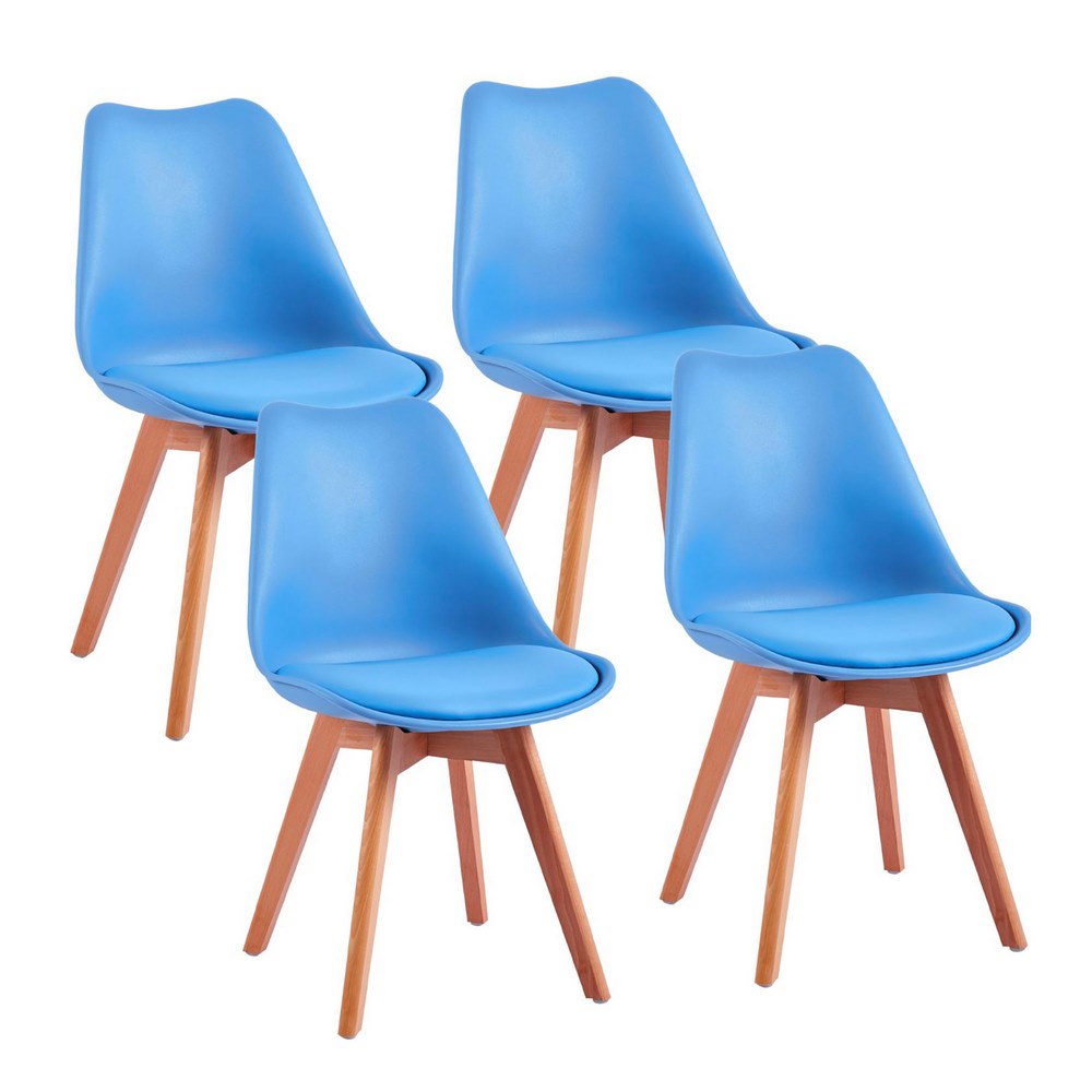 Image of Set 4 Sedie 53,5x48,5x83 cm in Polipropilene e Similpelle Candice Azzurre