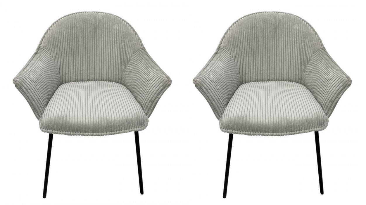 Set 2 Sedie con Braccioli 66x64x83 cm in Poliestere Cassidy Nero-Grigio Chiaro