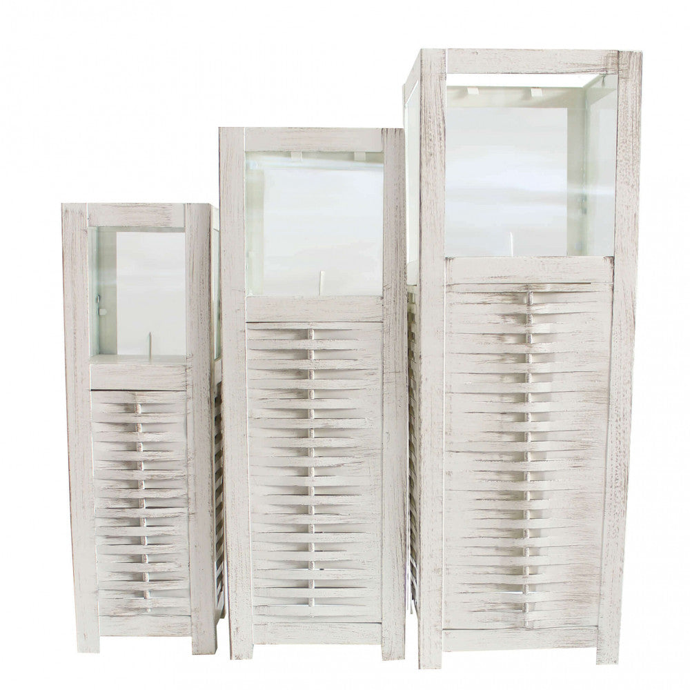 Image of Set 3 Lanterne Marie in Acciaio Bianco