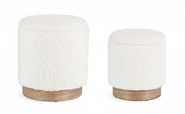 Set 2 Pouf Contenitore Zoya in Bouclè
