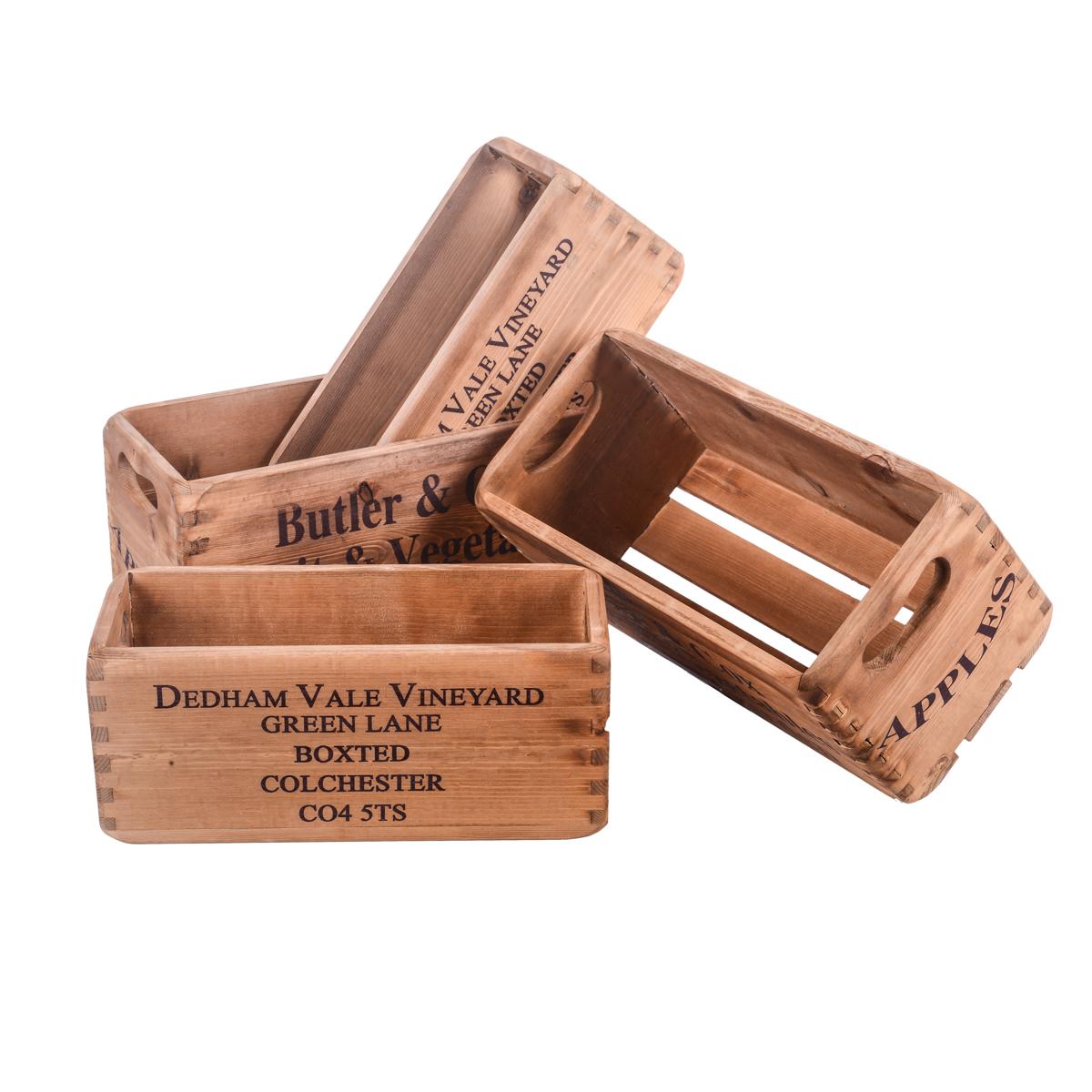 Image of Set di 4 Cassette in Legno Larghezza 30 cm