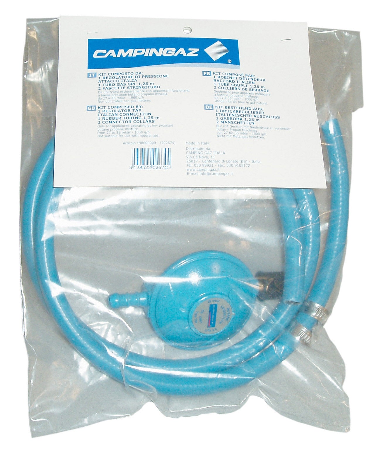 Kit Regolatore per Barbecue a Gas Pietra Lavica e Stufe Campingaz...