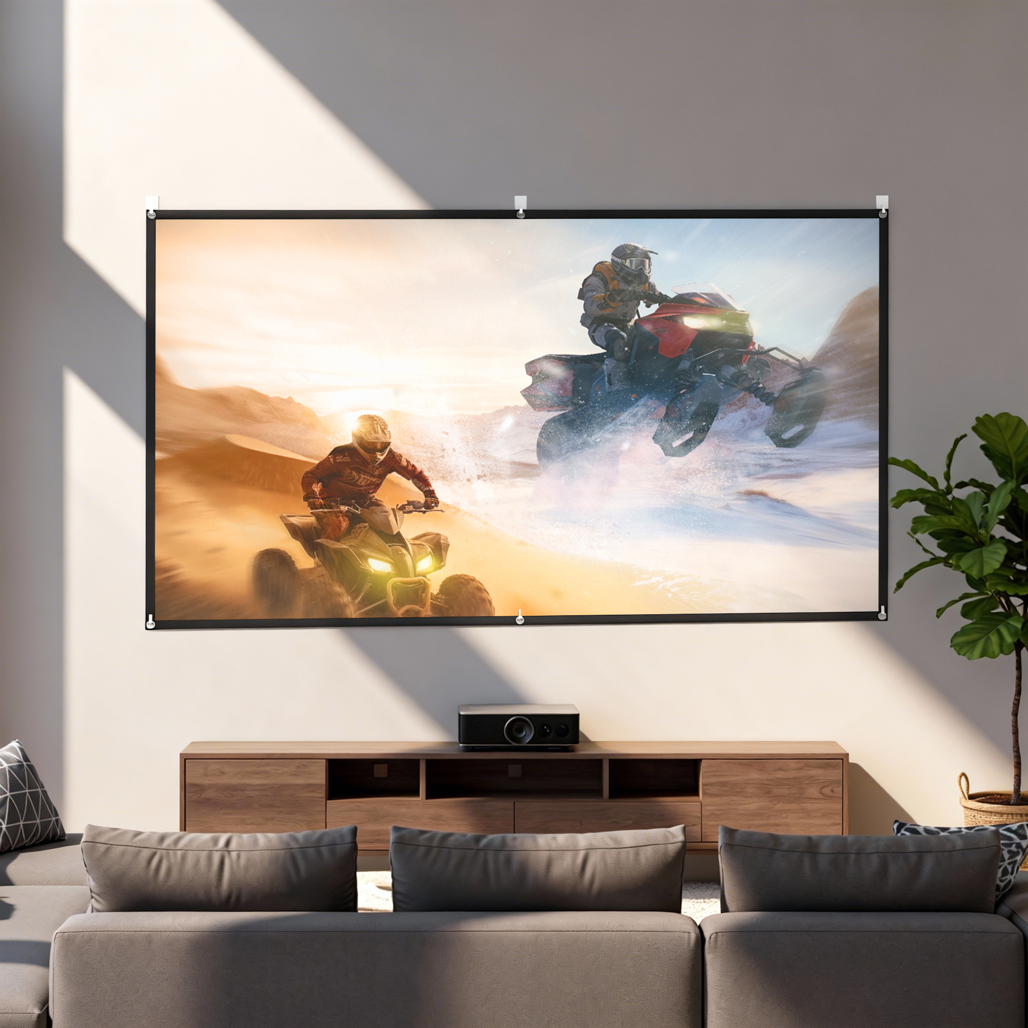 Telo per Proiettore 100" 16:9 HD 4K-8K Pieghevole e Portatile Antipiega e Lavabile Bianco...