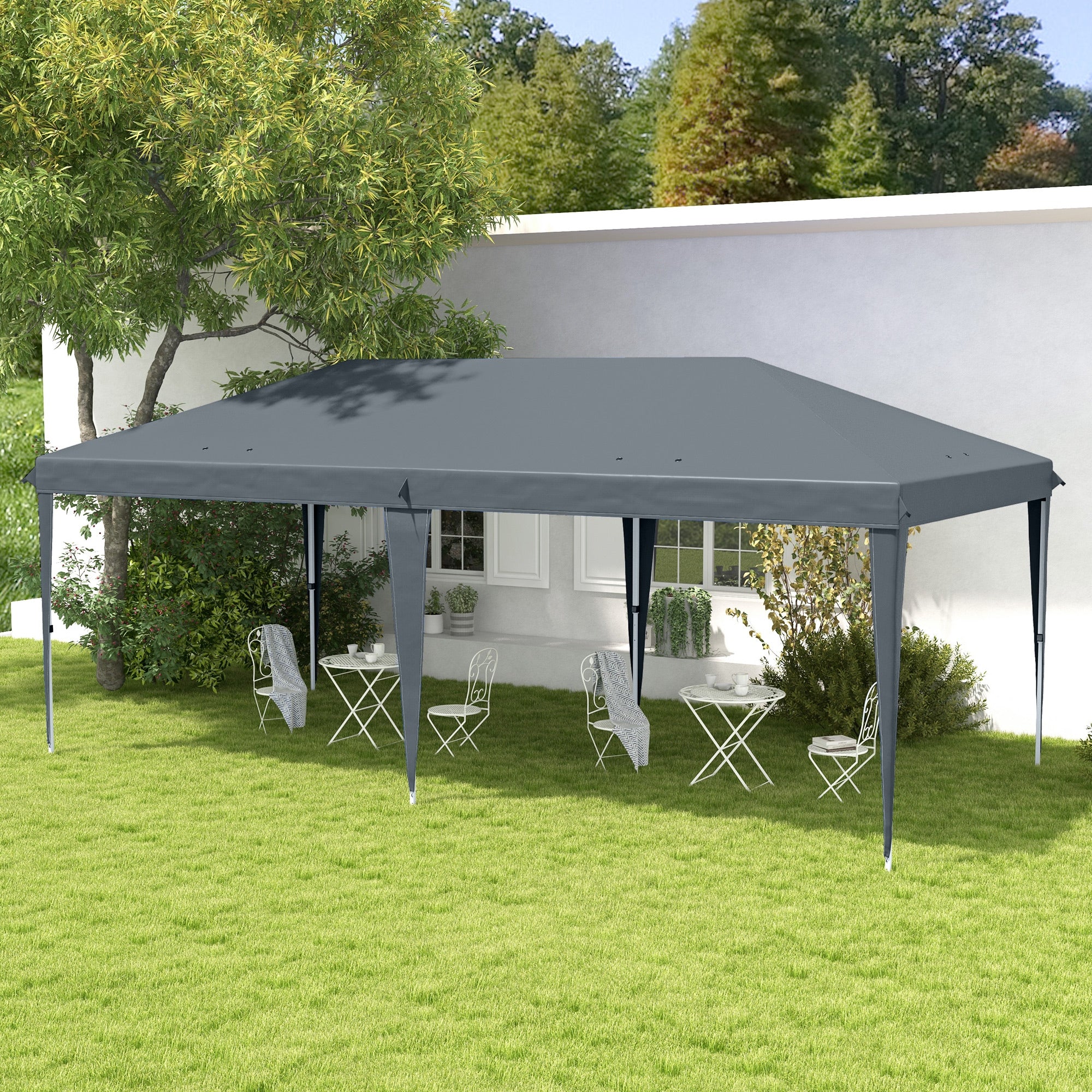 Gazebo da Giardino Pop-up 6x3 m Pieghevole Tendone per Feste con Sacca di Trasporto Grigio...