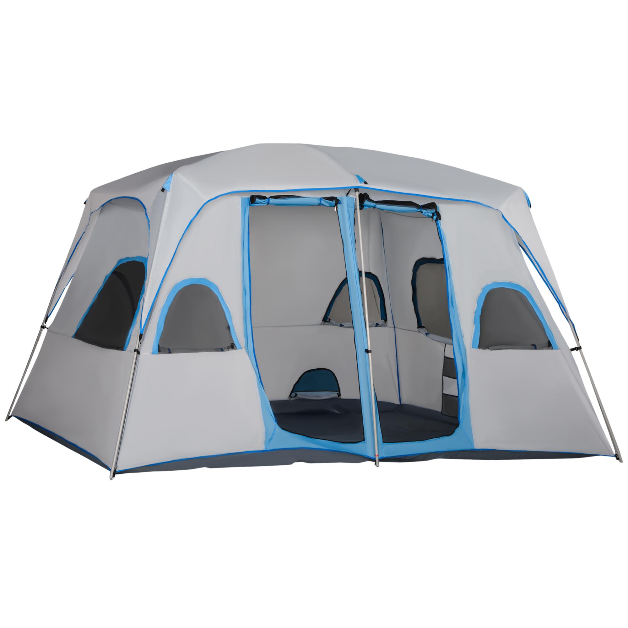 Image of Tenda da Campeggio 4-8 Persone 4x2,75x2,1m in Tessuto Taffetà Grigio