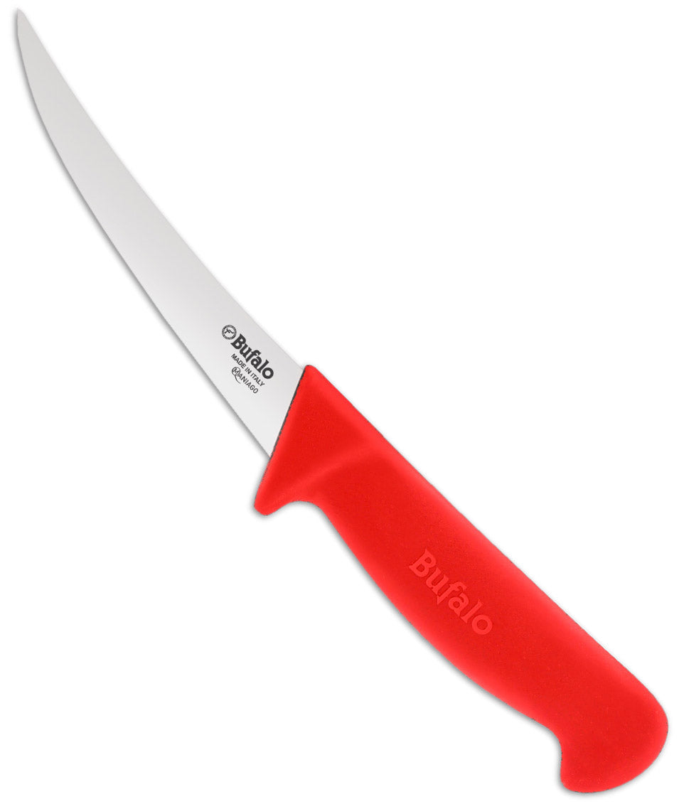 Coltello per Disosso Curvo Lama 13 cm Bufalo S102/13 Manico Rosso