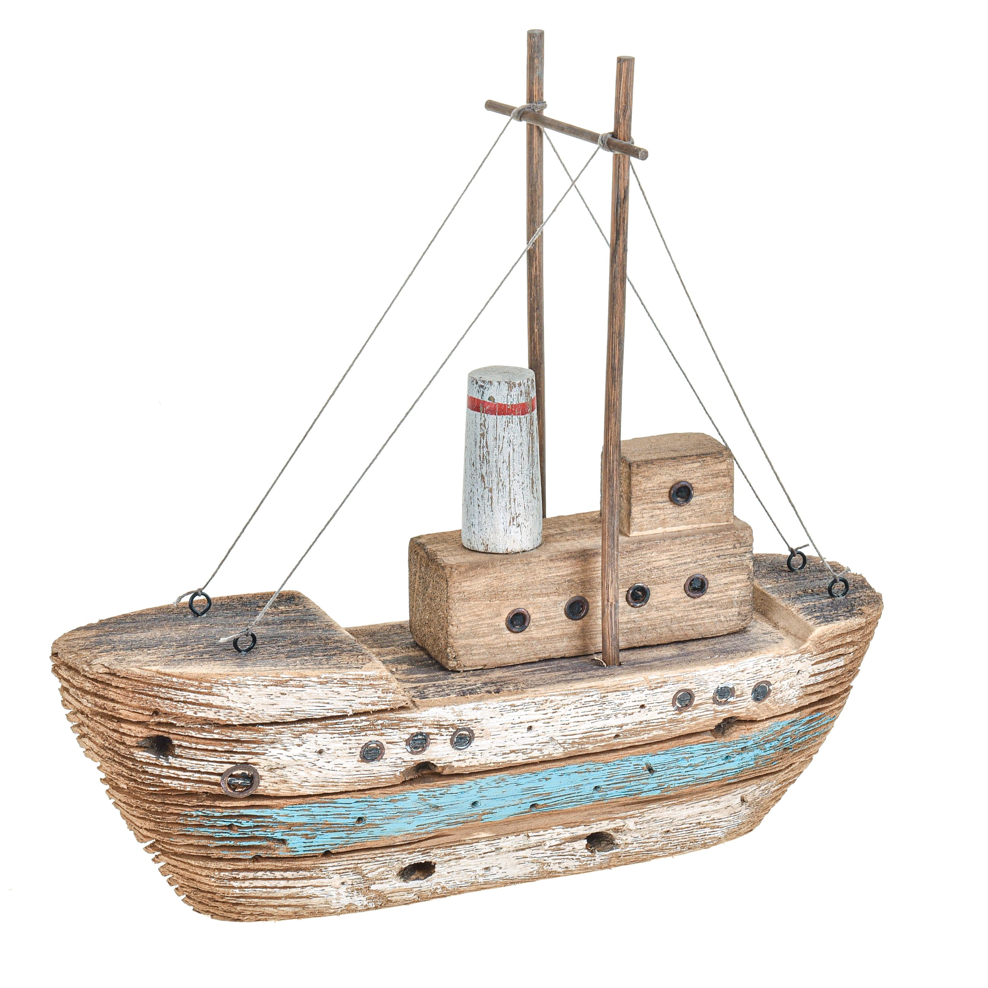 Modellino Barca Legno Invecchiata 34x33H cm...