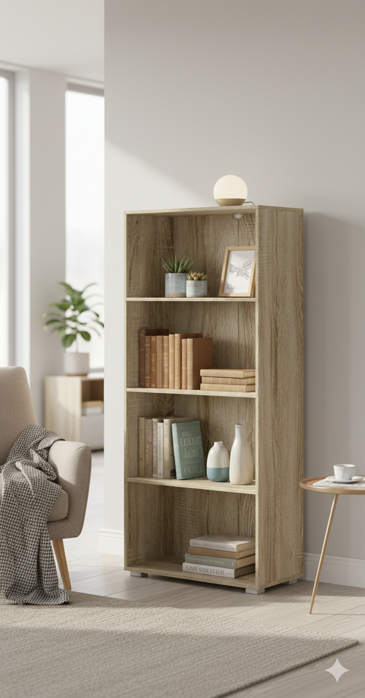 Libreria 4 Ripiani 60x30x130 cm in MDF Rovere...