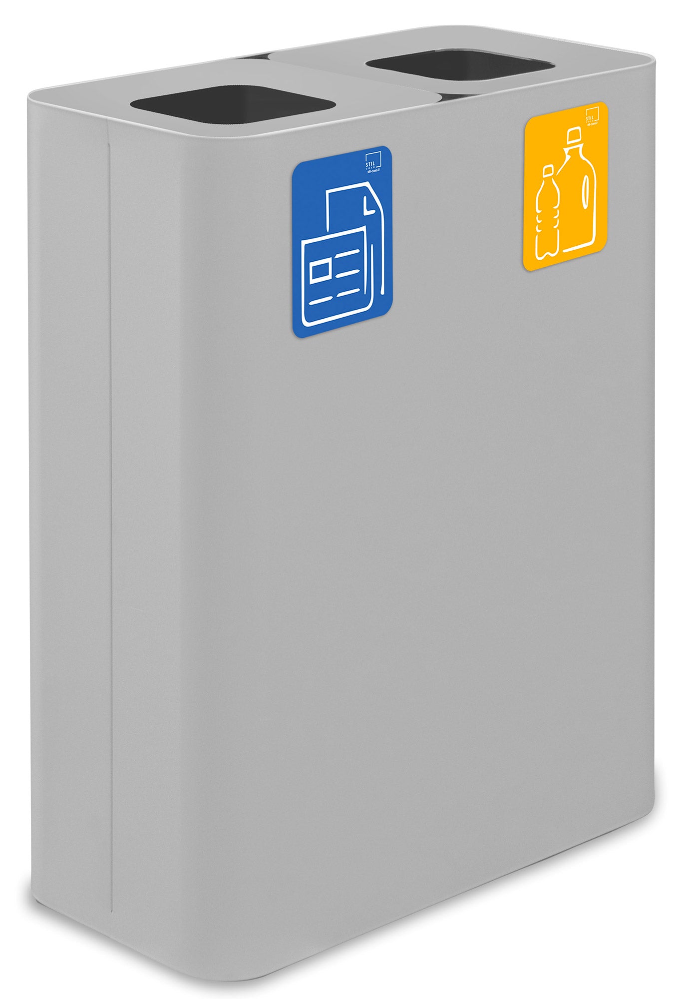 Pattumiera Sistema di Raccolta Rifiuti 60x30xh80 cm In Acciaio Verniciato Doppio Scomparto Bianco...