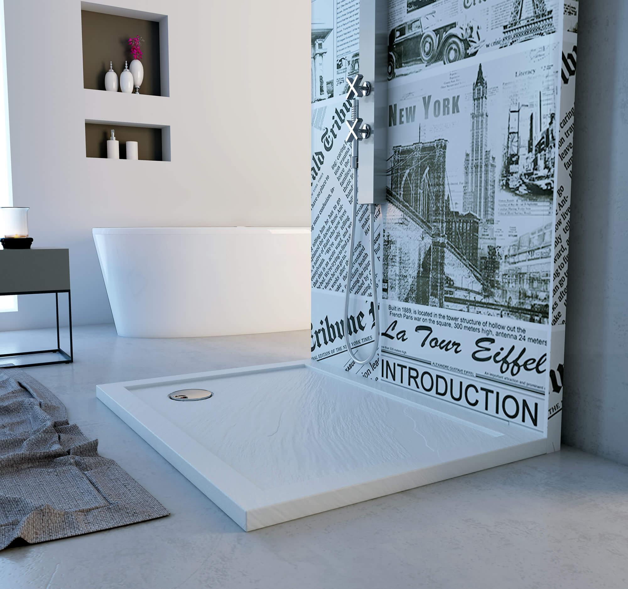 Piatto Doccia 80x80 cm in Acrilico Fosterberg Floret 2 Bianco...