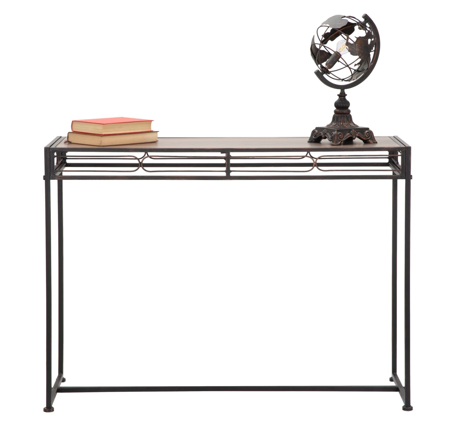 Console Essential 110x40x80 cm in Ferro e MDF Nero e Marrone...