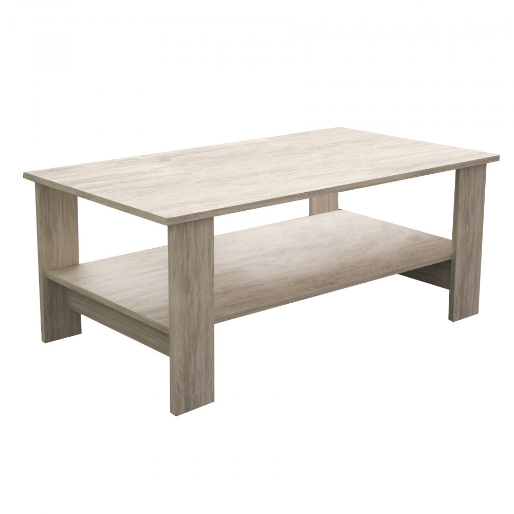 Tavolino Salotto Match 100x55x41 h cm in Truciolare bilaminato Pino Chiaro