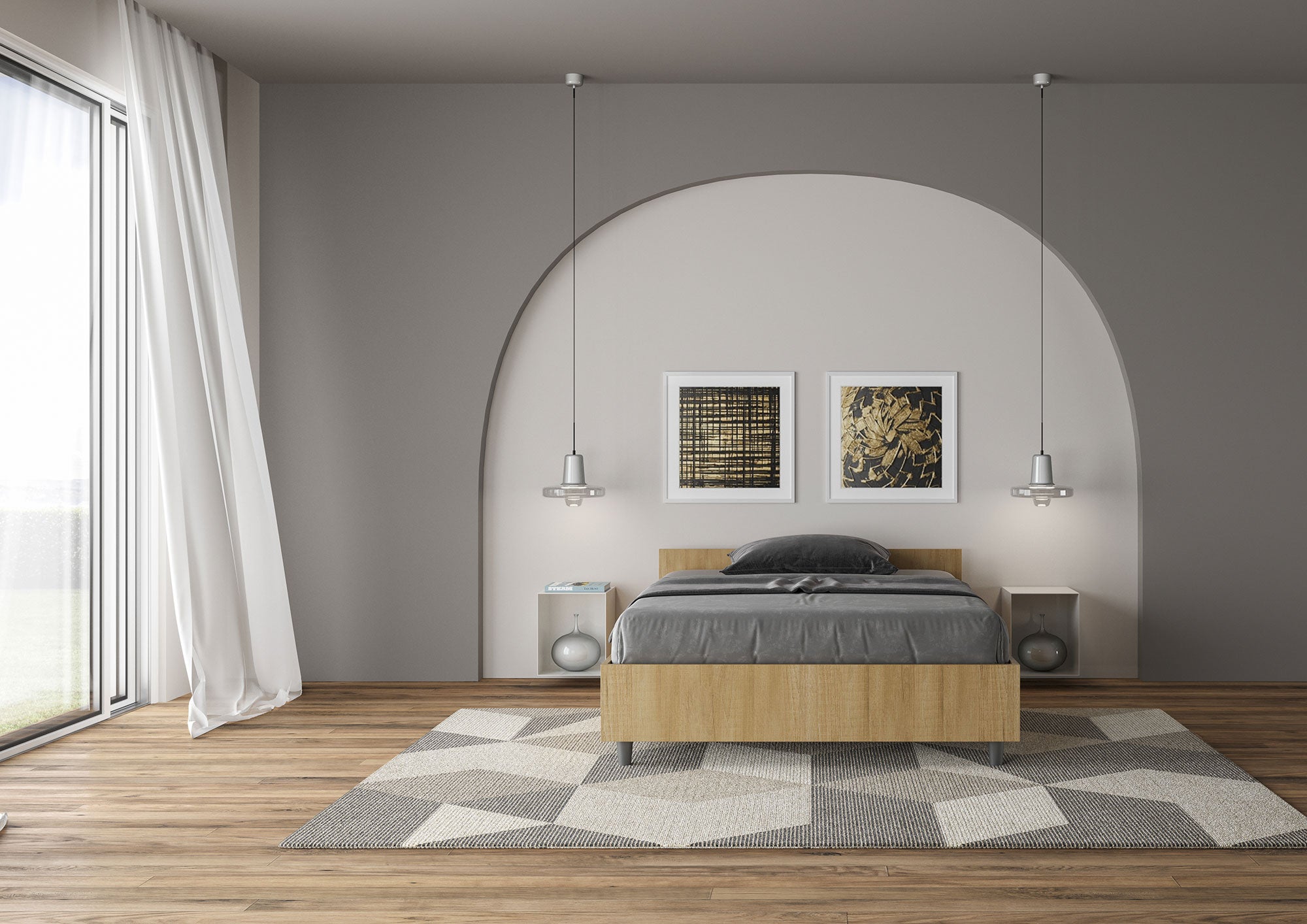 Letto 1 Piazza e Mezzo 120x200 cm Senza Rete Nuamo Quercia Natura...