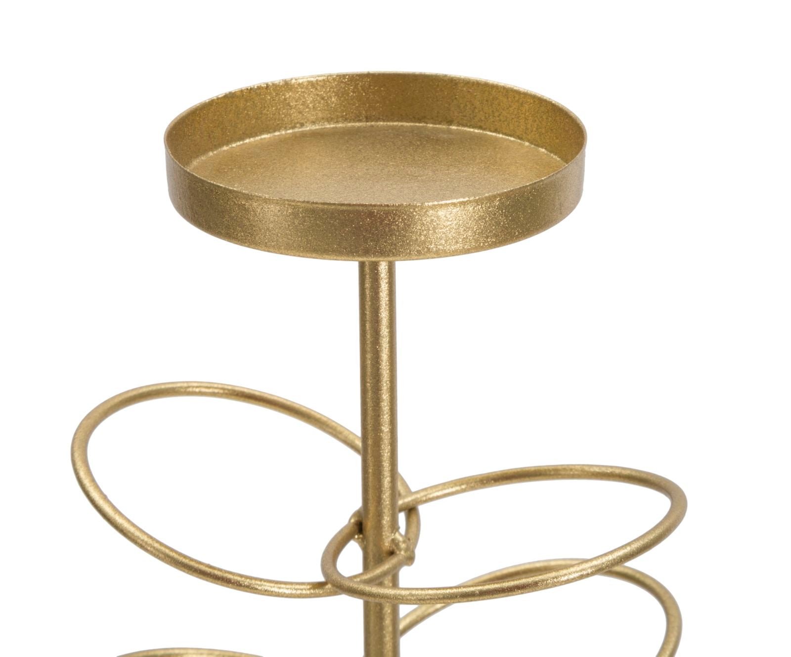 Portacandele Rings 14x13x46 cm in Ferro e Marmo Oro e Bianco...